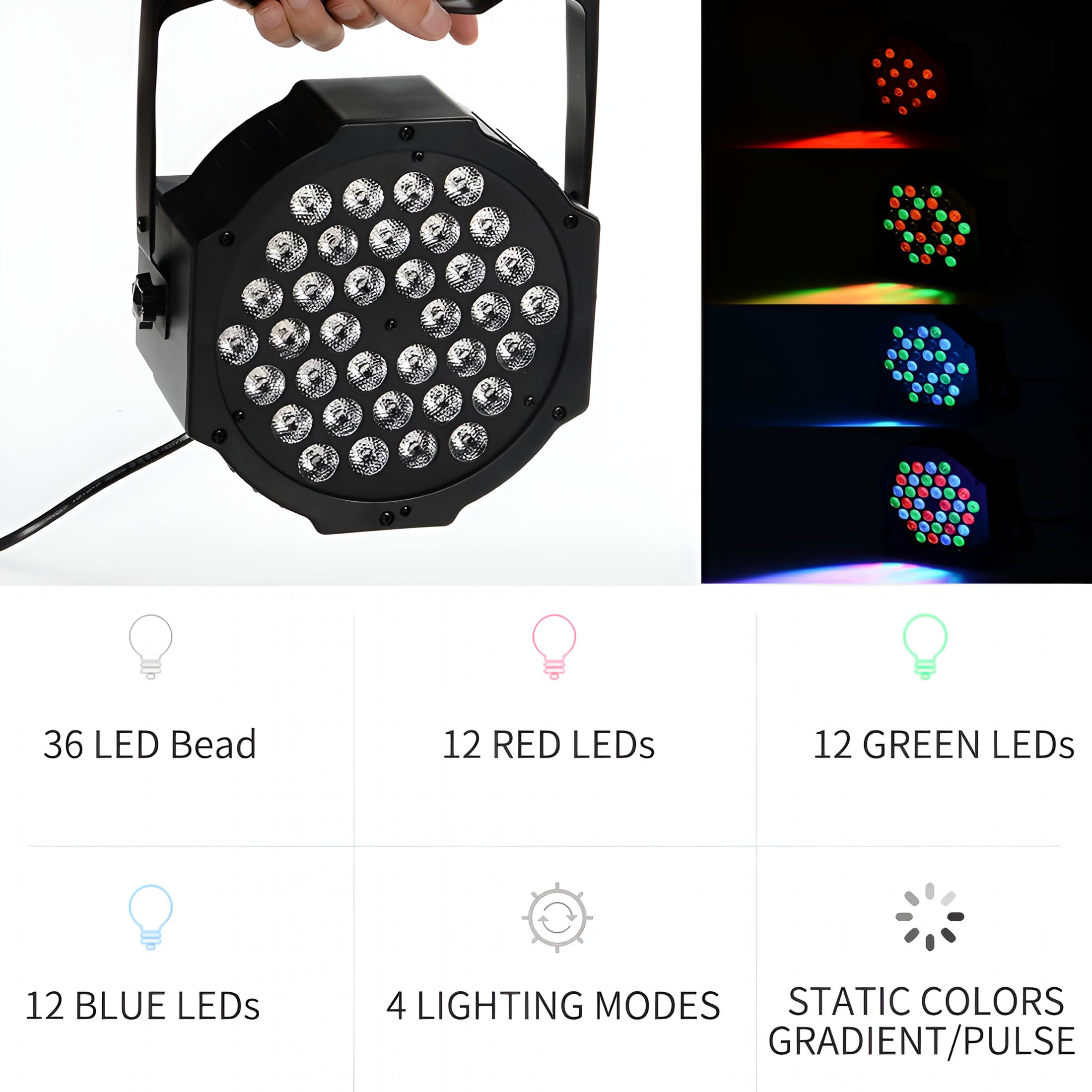 HIBIBUD 2026 New 36 Led Par Lights Stage Lights with Sound Activated Remote Control & Dmx Control,Stage Lighting Uplights for Wedding Club Music Show Christmas Holiday Party Lighting - 1 Pack