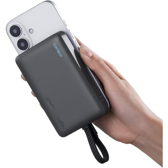 Power Bank, 10000mAh Wireless Portable Charger with 20W Max Fast Charging, Travel-Friendly Battery Pack with Built-in USB-C Cable for iPhone 16/15/14/13/12, Samsung, AirPods