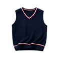 thumbnail image 3 of Fnhpitd Sweater Vest Girls Fall and Winter Waistcoat, School Uniforms Sleeveless Knit Pullover Navy 130, 3 of 7