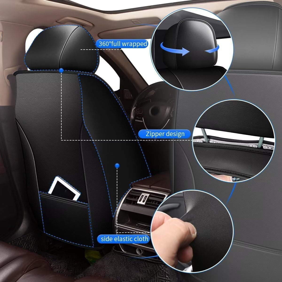DIKSOAKR Car Seat Covers for Toyota Camry 2012-2024 2025 Full Set Faux Leather Seat Covers Breathble Waterproof (2 Row 5 Seat, Black)
