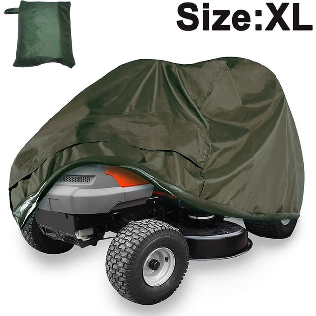 Housse de Tondeuse pour Ajustement Universel, Coutures Doubles, Housse de Tondeuse Imperméable avec Cordon de Tension Réglable, Tissu Oxford Polyester 210D Vert pour Protection Tous Temps