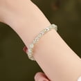 thumbnail image 2 of Pulsera con cuentas de prehnita para mujer, 6 mm, verde con detalles de mariposas, 2 of 2