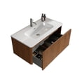 thumbnail image 4 of 36" Striped Walnut Bathroom Vanity with White Ceramic Sink, Wall Mounted Floating Bathroom Vanity for Modern Bathroom, One-Piece White Basin without Drain and Faucet, 4 of 5