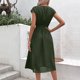 thumbnail image 4 of Puntoco Vestido Simple De Verano Con Cordones En La Cintura Y Manga Voladora, Vestido Largo De Manga Corta Con Cuello Redondo, Verde Militar M,Regalos Para Mujer Joven, 4 of 9