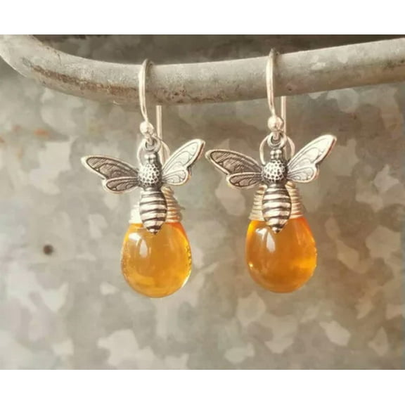QQTDFG 925 Silver,Gold Fashion Women Bee Zircon Earrings Stud Drop Dangle Party Jewelry-#1
