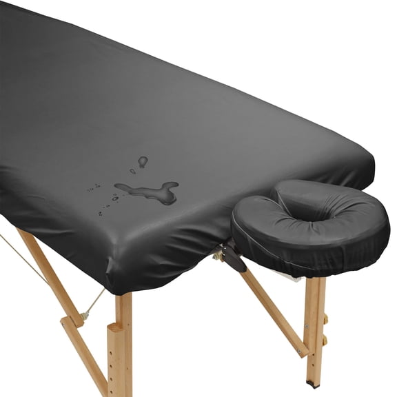 Juego de sábanas para mesa de masaje Saloniture, impermeable, color negro