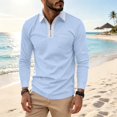 thumbnail image 6 of Lumtrix Men's Polo Shirts 1/2 Zip Long Sleeve Classic T-Shirts Casual Golf Shirts Stylish Collared Tee Light Blue L, 6 of 10