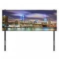 thumbnail image 3 of Landscape Headboard, Manhattan Skyline with Brooklyn Bridge and Towers in NYC United States America, Upholstered Decorative Metal Bed Headboard with Memory Foam, Full Size, Purple Green, by Ambesonne, 3 of 4