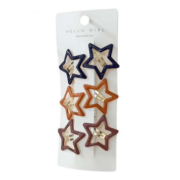 6 pinzas metálicas para el pelo con forma de estrella, accesorios para el cabello para mujeres y niñas