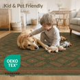thumbnail image 4 of ODIKA 8'x10' Washable Area Rug Durable, Non-Slip Olive Geometric Mosaic With Earth Tone Diamond Accents Vintage Abstract Refined for Living Room, Under Sectional, Family, 4 of 7