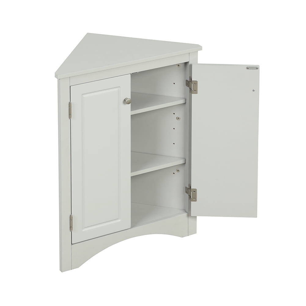 Kepooman Triangle Bathroom Floor Cabinet, Free Standing Wooden Storage Organizer with Adjustable Shelves, Multiple Tiers Storage Living Room Cabinet for Home, Grey Kepooman Triangle Bathroom Floor Cabinet, Free Standing Wooden Storage Organizer with Adjustable Shelves, Multiple Tiers Storage Living Room Cabinet for Home, Grey