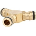 thumbnail image 3 of Brass Tee Hose Connector - Three Way Water Hose Adapter for Home Garden, 3 of 5