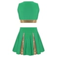 thumbnail image 2 of TiaoBug Kids Girls Cheer Leader Uniform Sleeveless V Neckline Crop Top+Skirt Halloween Outfit Green 10, 2 of 7