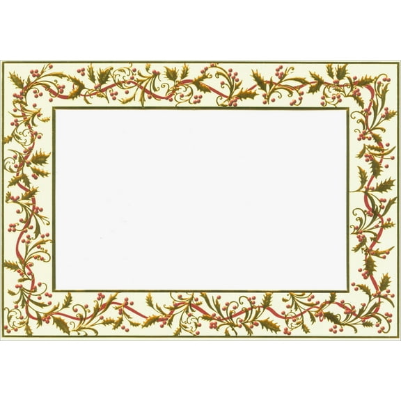 Designer Greetings Gold Foil Holly and Red Ribbon Border Box of 15 Photo Holder Christmas Cards