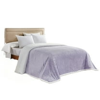 Plazatex Corduroy Lined Oversized All Season 100% Polyester Blanket King 108" x 90" Lilac