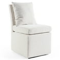 thumbnail image 2 of Furniture of America Jaine Modern Boucle Chenille Pillow Back Dining Side Chair with Casters, White, 2 of 12