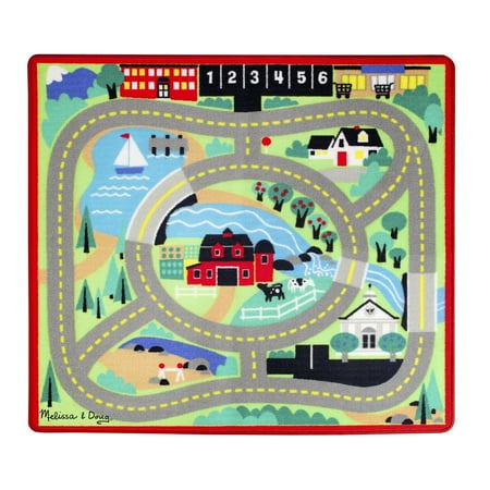 - Melissa & Doug Round the Town Road Rug and Car Activity Play Set With 4 Wooden Cars (39 x 36 inches)