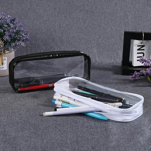 YOTQUSKI Clear Pencil Bag, PVC Zipper Pen Pencil Pouch, Cosmetic Bag, Multipurpose Storage Organizer for Adults