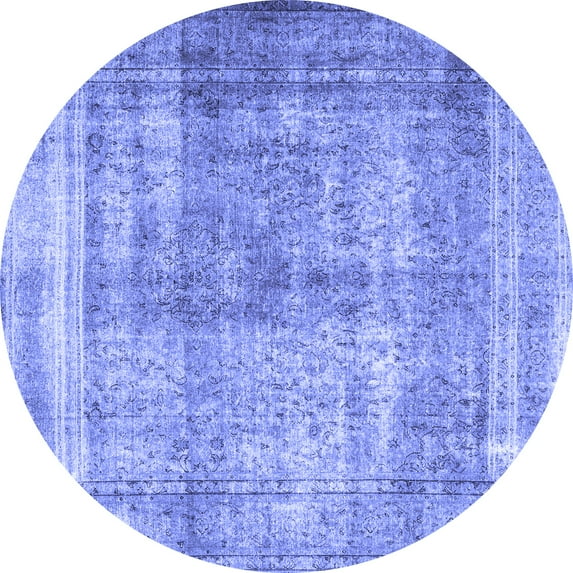 Ahgly Company Indoor Round Persian Blue Traditional Area Rugs, 5' Round