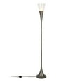 thumbnail image 5 of Evelyn&Zoe Moura Torchiere Floor Lamp with Glass shade in Aged Steel/Seeded, 5 of 11