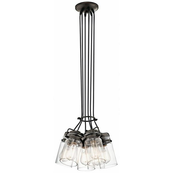 Industrial Farmhouse Six Light Chandelier-Olde Bronze Finish Bailey Street Home 147-Bel-1634689