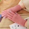thumbnail image 5 of Guantes de lana de invierno para hombre y mujer, manoplas gruesas y cálidas con dedos completos para ciclismo al aire libre, manoplas tejidas de Cachemira con pantalla táctil, 5 of 5