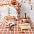thumbnail image 4 of Plaid Fall Tablecloth Thanksgiving Rectangle 60x84 Inch, Rust Orange Table Cloths Autumn Decorations, Polyester Fabric Table Cover for Harvest Party Dining Farmhouse Kitchen Decor, 4 of 6