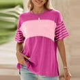 thumbnail image 2 of Youyipin Womens Summer Tops Tops Trendy Oversized 2025 Crewneck Color Block Striped Womens Shirts Blouses Business Casual Tops For Women, 2 of 6