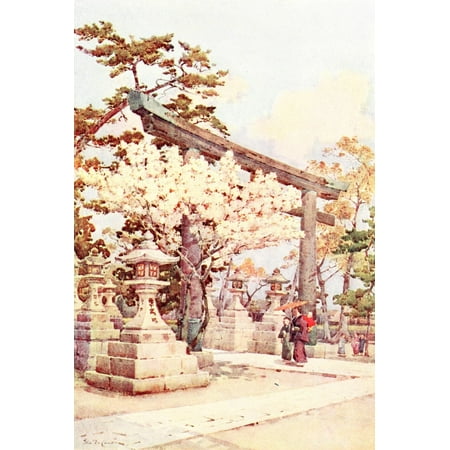 - White cherry at Kitano Flowers & Gardens of Japan 1908 Poster Print by Ella Du Cane