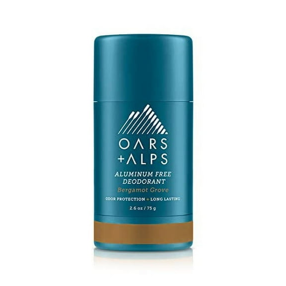 Oars   Alps Aluminum Free Deodorant for Men and Women, Dermatologist Tested and Made with Clean Ingredients, Travel Size, Bergamot Grove, 1 Pack, 2.6 Oz