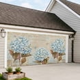 thumbnail image 4 of Blue Hydrangea Garage Door Cover Banner 6 x 13 FT, Flowers Leaves Butterfly Retro Khaki Garage Door Curtains Backdrop with Grommets for Indoor Outdoor Wall Party Porch Yard Decorations Background, 4 of 9