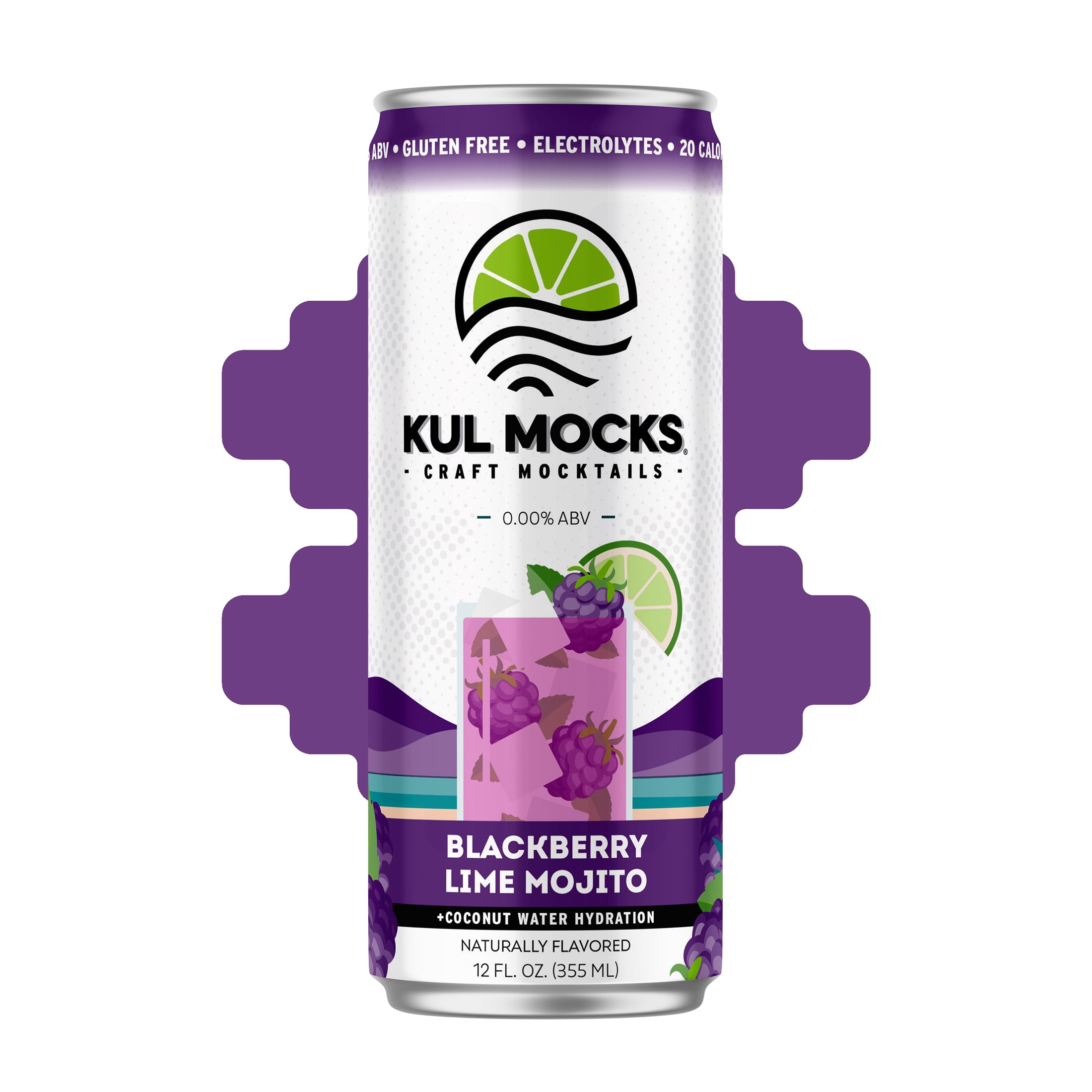 KUL MOCKS Blackberry Lime Mojito Mocktail 4 Pack Non-Alcoholic