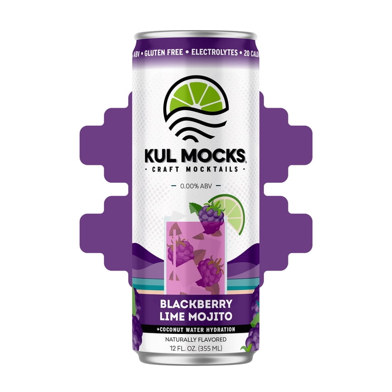 KUL MOCKS Blackberry Lime Mojito Mocktail 4 Pack Non-Alcoholic