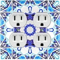 thumbnail image 1 of Metal Light Switch Plate Cover Mandala Blue White Ice Flower Tile Pattern MDL054, 1 of 13
