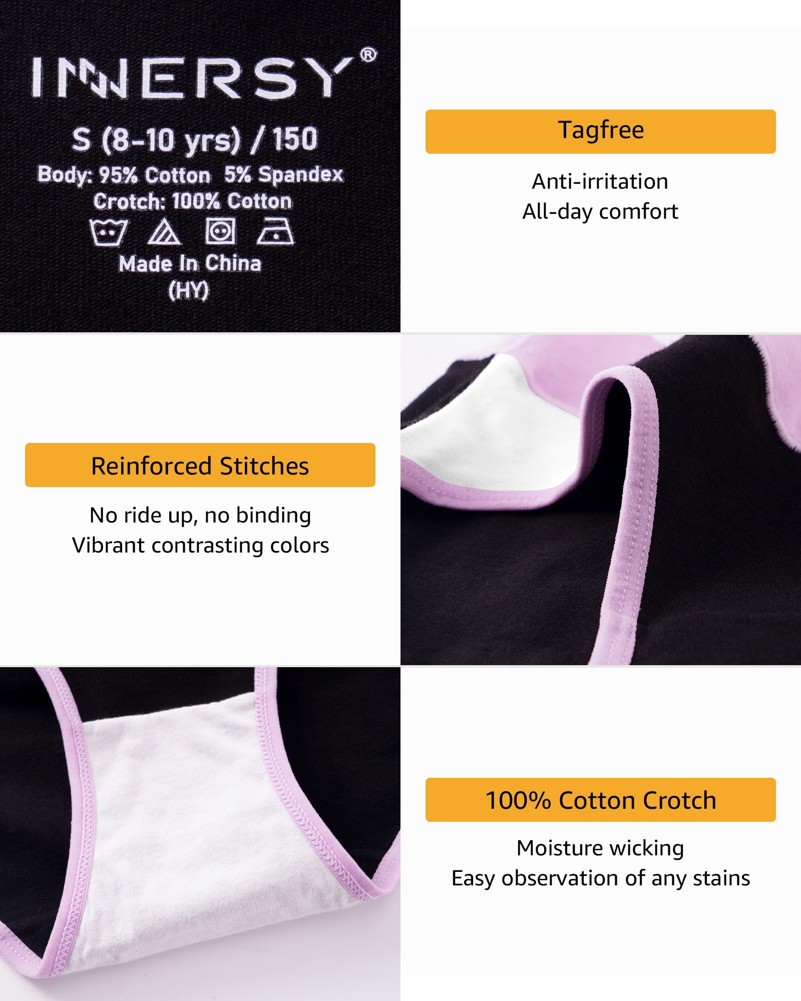 Buy INNERSY Big Girls Panties Soft Cotton Briefs MidWaisted Underwear