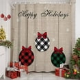 thumbnail image 2 of Happy Holidays Words on Linen Shower Curtain for Bathroom, Red Green Christmas Balls Waterproof Shower Curtains Washable Quick Dry with Hooks Bathtub Curtains 36x72IN, 2 of 9