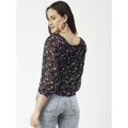 thumbnail image 2 of Moomaya Printed Top, Round Neck Sheer Long Sleeve Tops For Women, 2 of 8