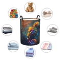 thumbnail image 4 of Fuzoiu Neon Seahorse Underwater Realm Print Circular Hamper,Laundry Basket with Handle,Collapsible Laundry,Dirty Clothes Storage Basket,for Bedroom Bathroom Dorm Living Room-Small, 4 of 6