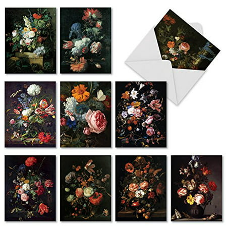 M10020TY BAROQUE BLOOMS' 10 Assorted Thank You Cards Feature Bright and Lush Floral Arrangements with Envelopes by The Best Card (Best Floral Arrangements In The World)