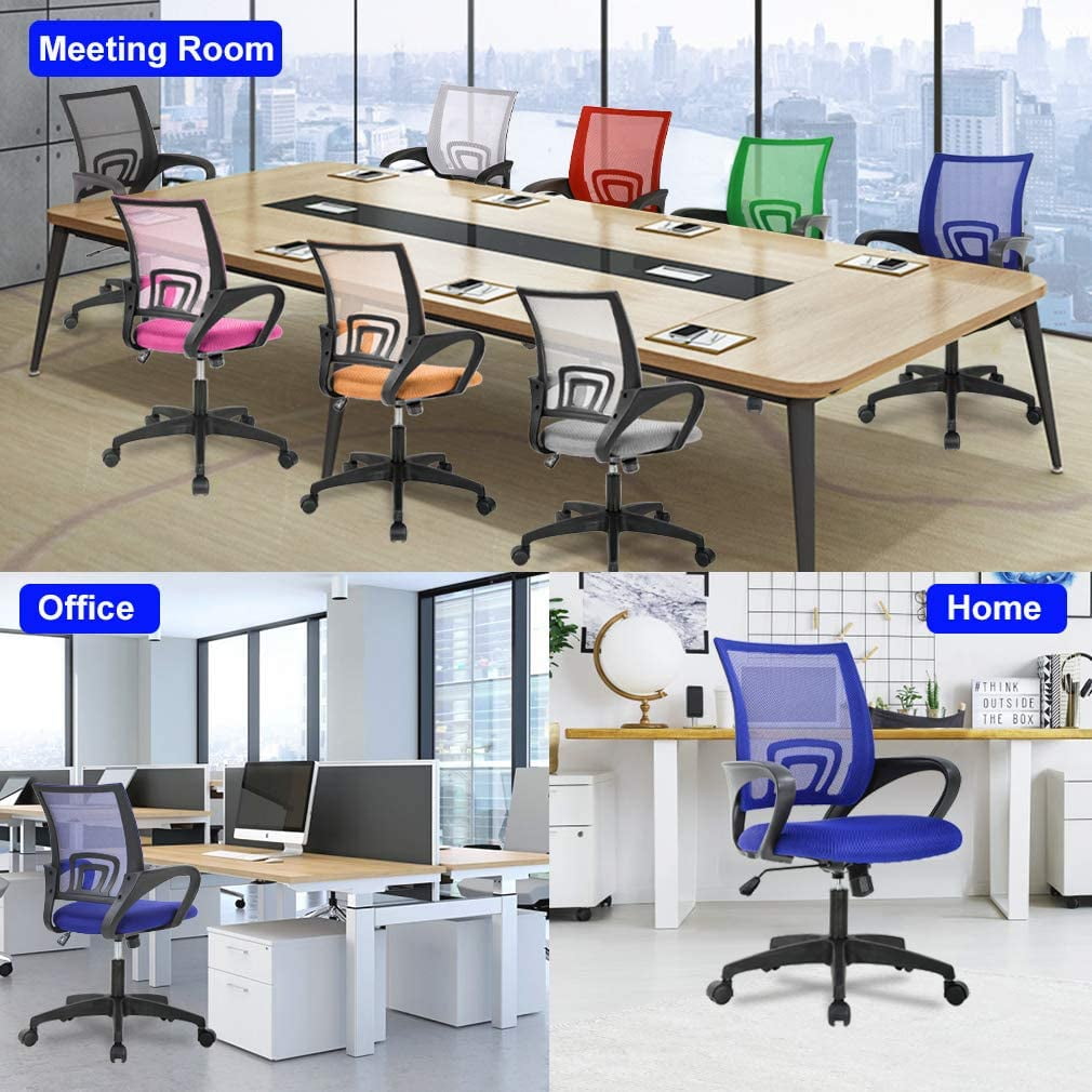 BestOffice Adult Mesh Mid Back Indoor Commercial Ergonomic Home Office Chair Desk Chair, Blue