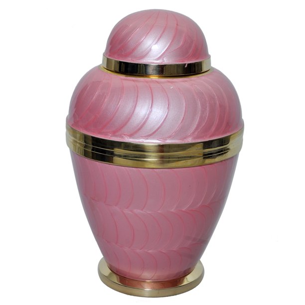 Serene Pearl Pink Cremation Urn Solid Brass Adult Urn for Human Ashes
