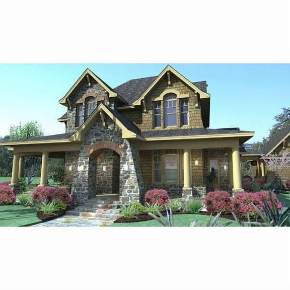 The House Designers: THD-2035 Builder-Ready Blueprints to Build a Country House Plan with Slab Foundation (5 Printed Sets)