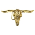 thumbnail image 2 of 7" Solid Brass Longhorn Steer Cow/Bull Horns Belt Buckle Animal Skull Roper Gift, 2 of 2