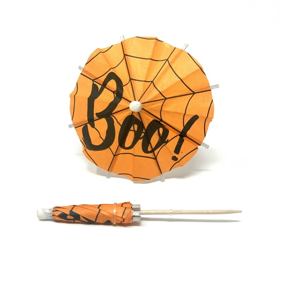 Boo! Halloween Paper Drink Umbrella Tiki Luau Party Decor (20/Bag)