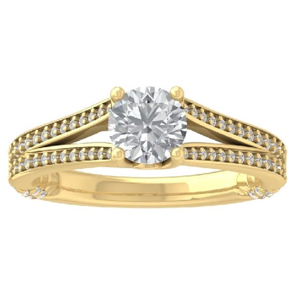 ARAIYA FINE JEWELRY 10K Yellow Gold Diamond Engagement Ring (1/2 cttw, I-J Color, I2-I3 Clarity) Size 10