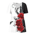 thumbnail image 5 of Summer Savings ! Rciityk Womens T shirts Casual Loose Short Sleeve V Neck Tunic Tops Fashion Floral Summer Pleated Dress T-shirts, 5 of 5