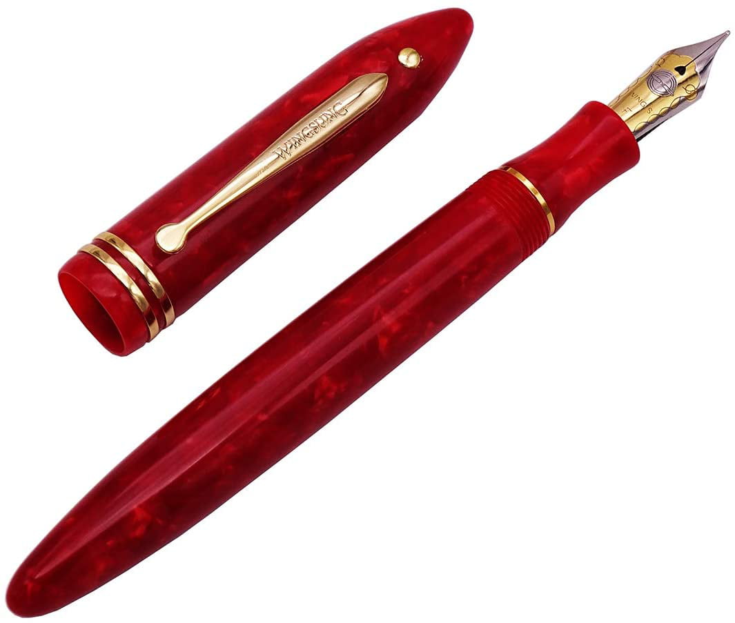Wing Sung 626 Celluloid Fine Nib Fountain Pen Golden Clip Gift Pen Set 7 Colors 