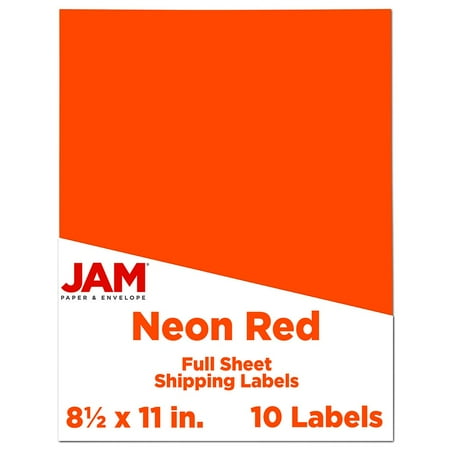 UPC: 0707152625371 | JAM Paper & Envelope Full Page Labels  8.5in x 11in  Neon Red  10 per Pack