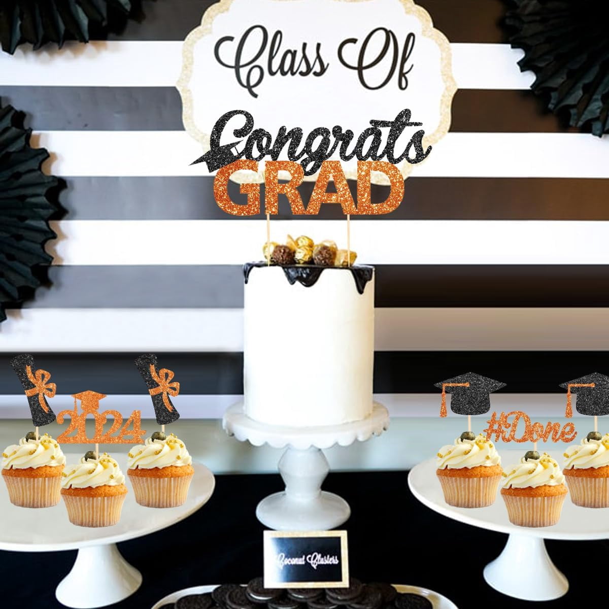 32 Cupcake-Topper Für Abschlussfeier – Gold & Schwarz, 'Class Of 2022', Für Tischdeko