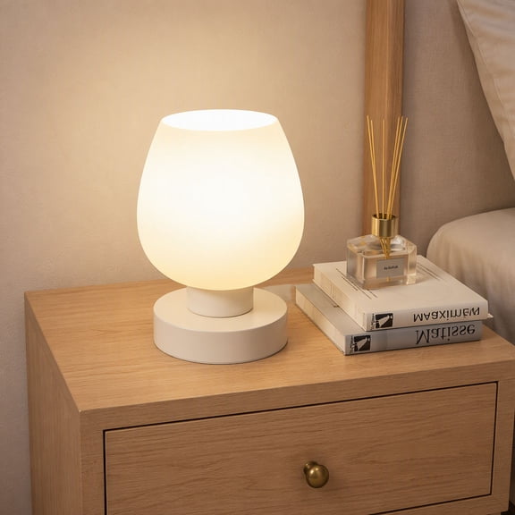 Small Table Lamp for Nightstand, 3-Way Dimmable Bedside Lamp